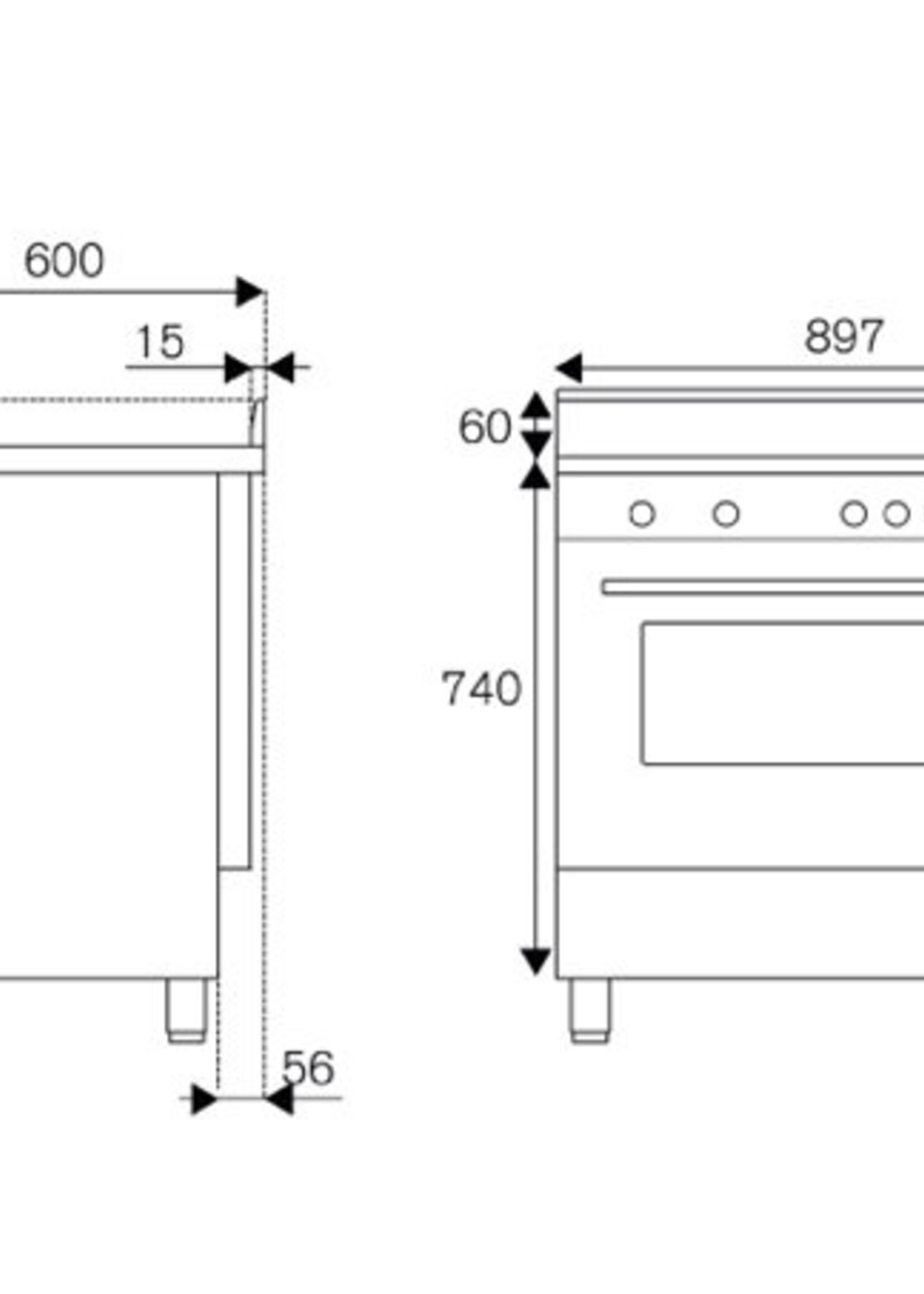 Bertazzoni MPL96L1ENNC gasfornuis met 6 branders, zwart
