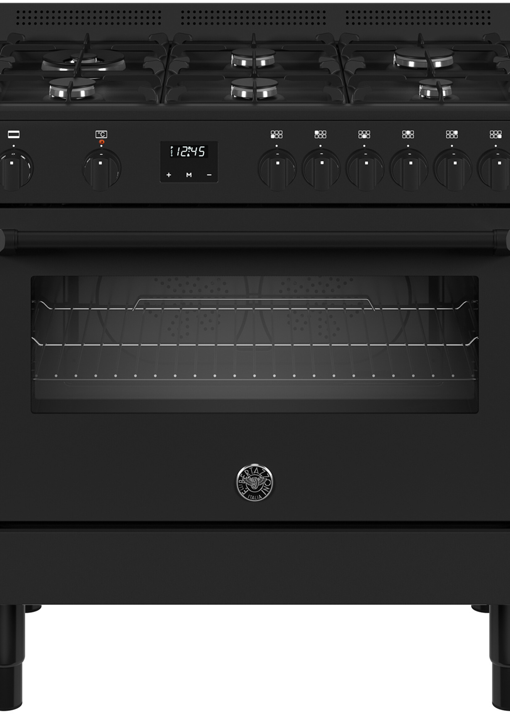 Bertazzoni MPL96L1ETNC gasfornuis met 6 branders, zwart