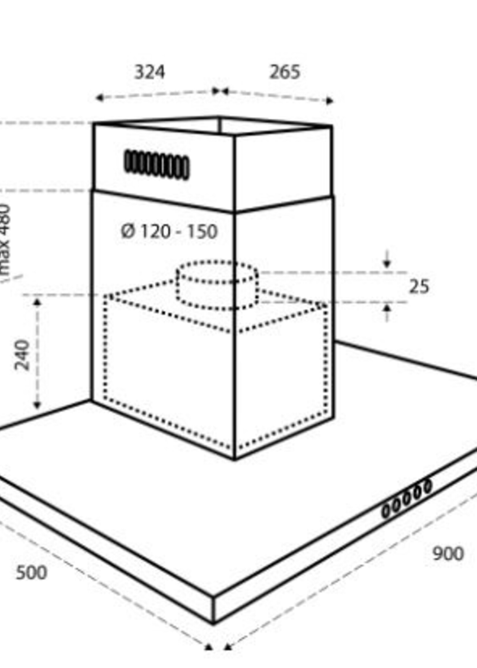 Inventum AKB9005RVS Wandschouw afzuigkap 90 cm