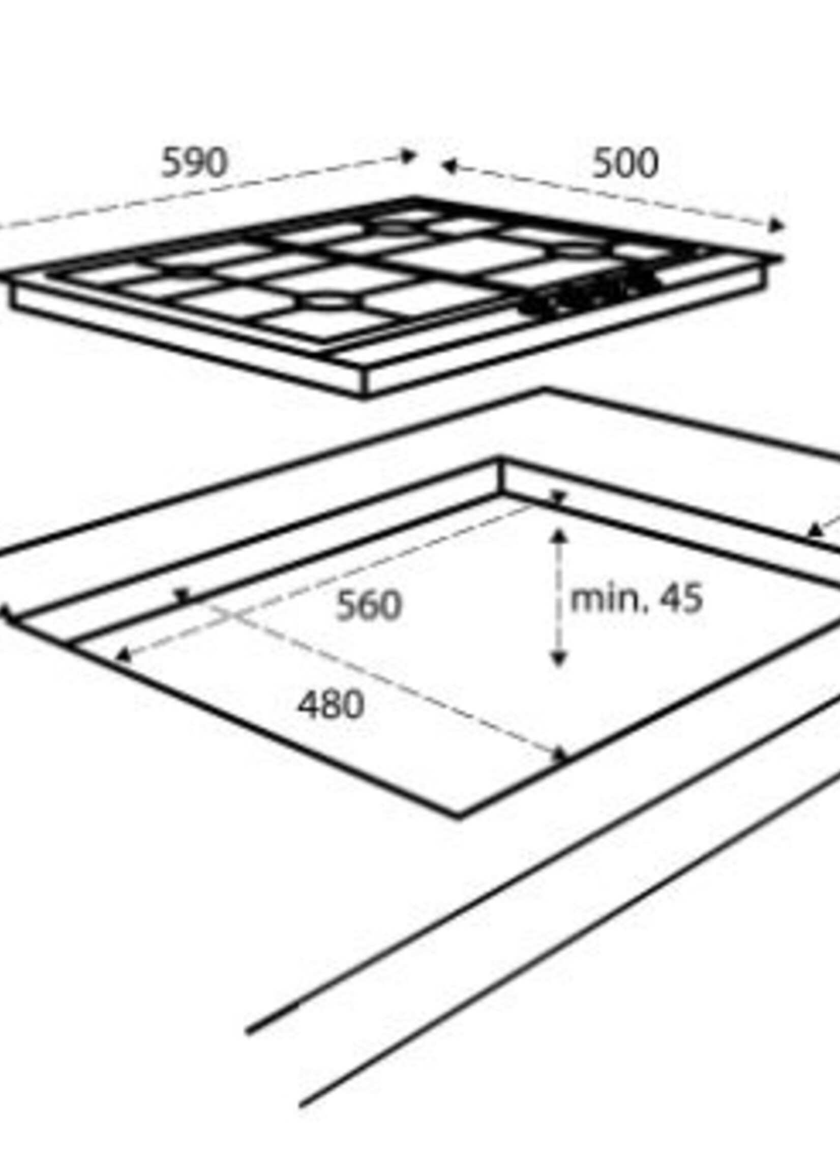 Inventum IKG6011RVS Gas-kookplaat 60 cm