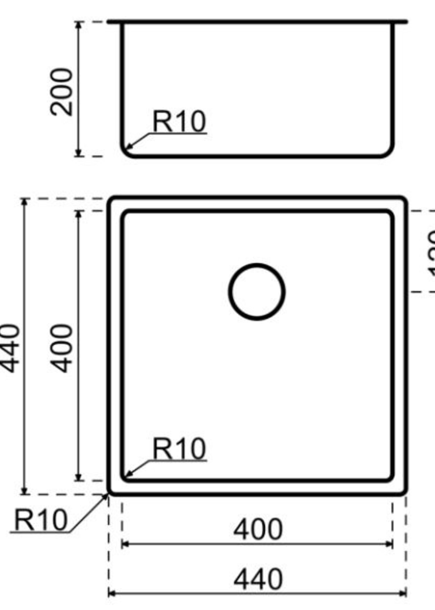 Lanesto 311613PB Spoelbak 40x40