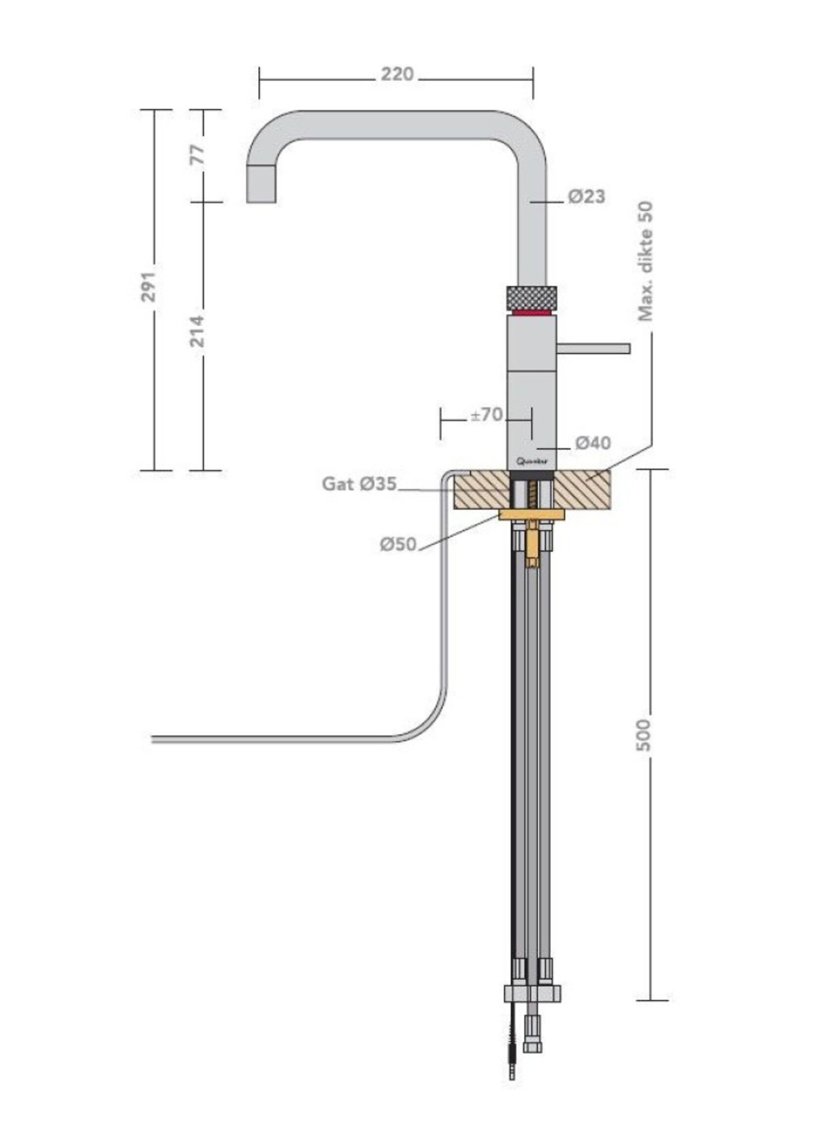 Quooker 22+FSGME CUBE Kokend Waterkraan