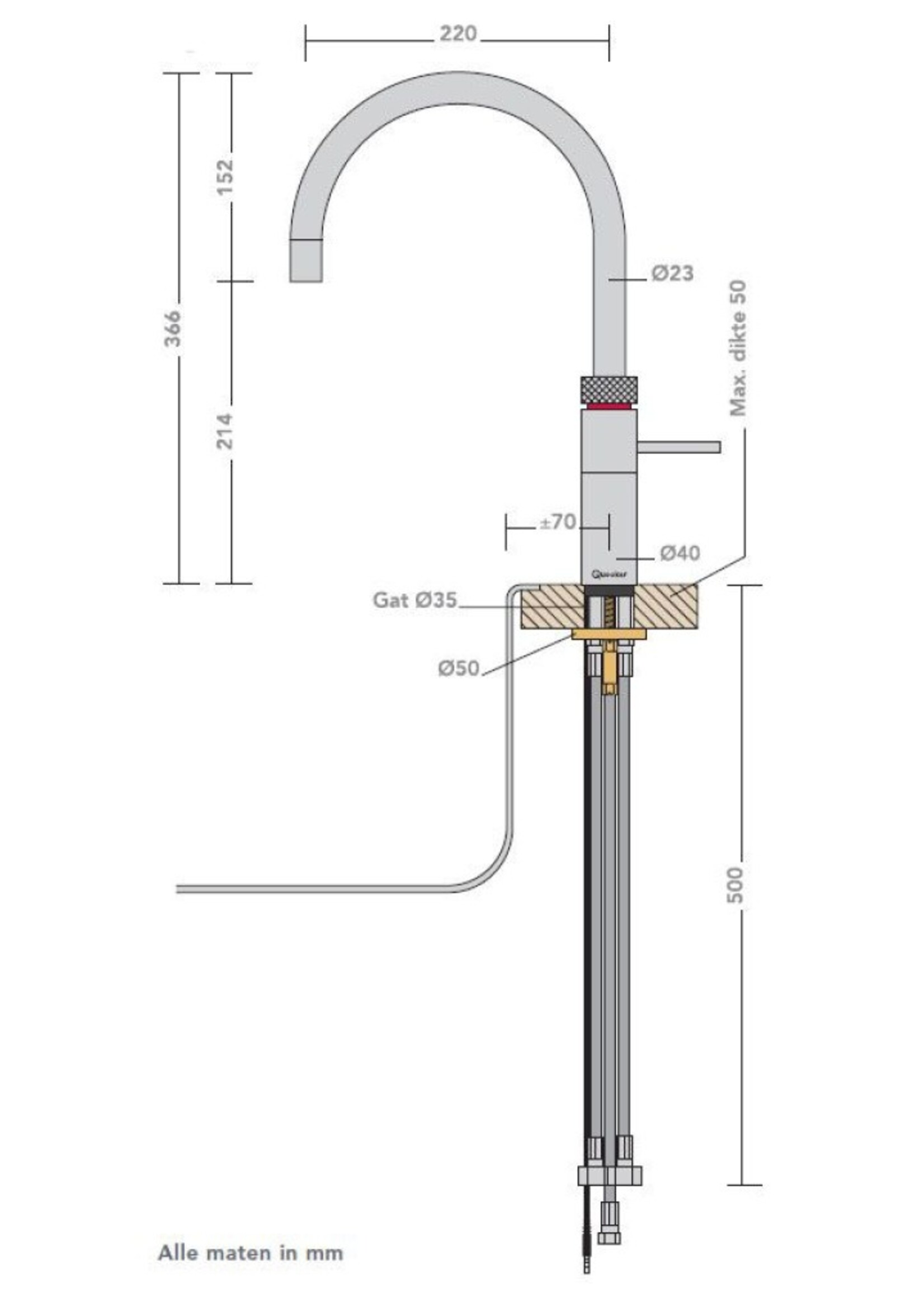 Quooker 22+XGME| Flex Gun Metal Combi