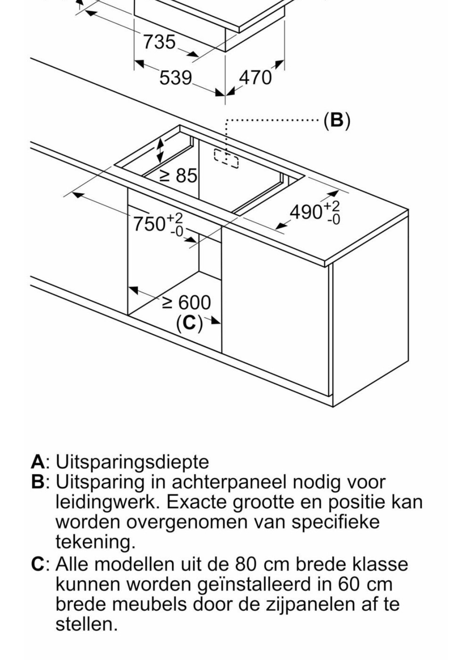 Bosch PVS895B16E accent line Inductiekookplaat met afzuiging - 80 cm