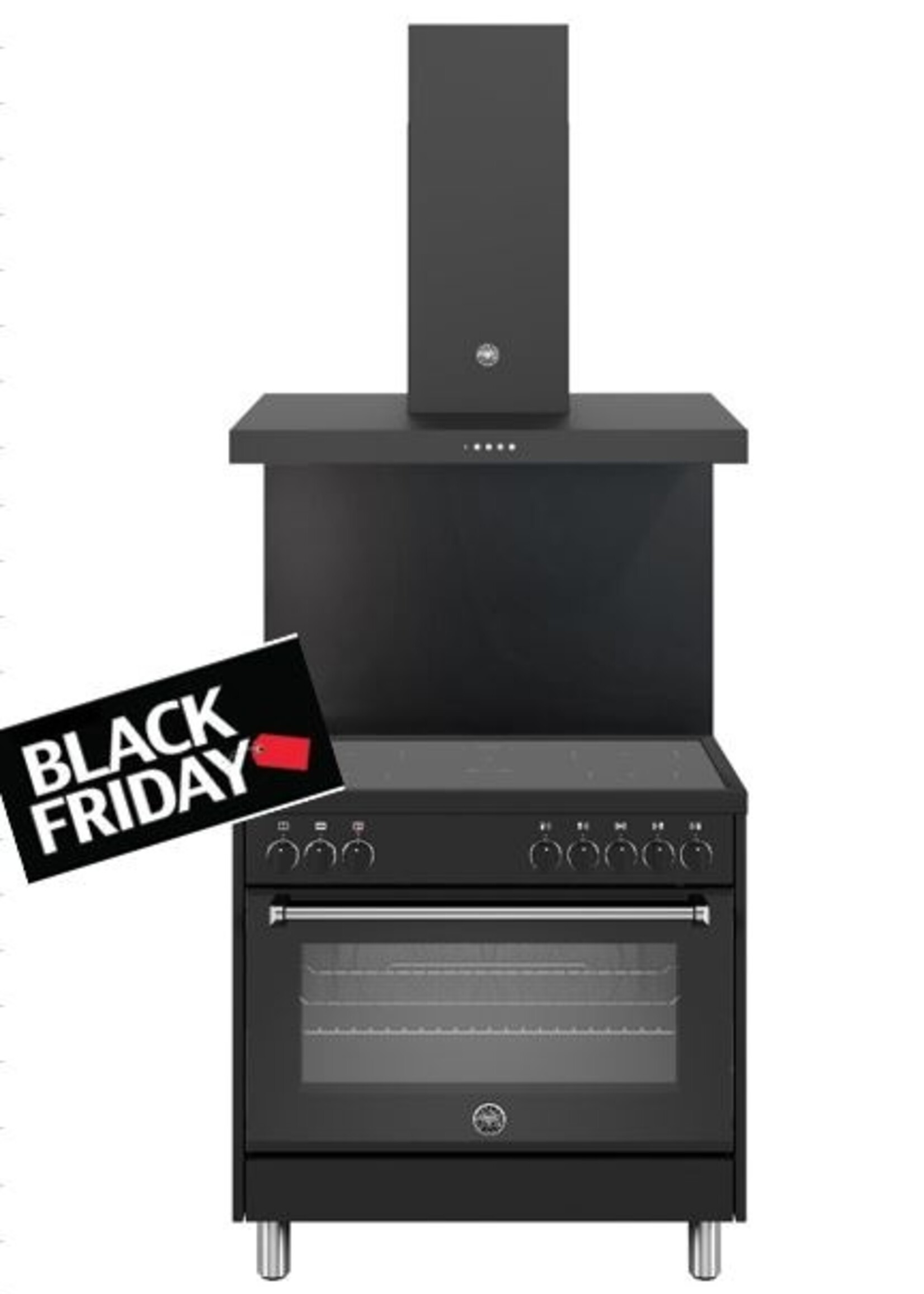 Bertazzoni Combi set Fornuis, achterwand en afzuigkap