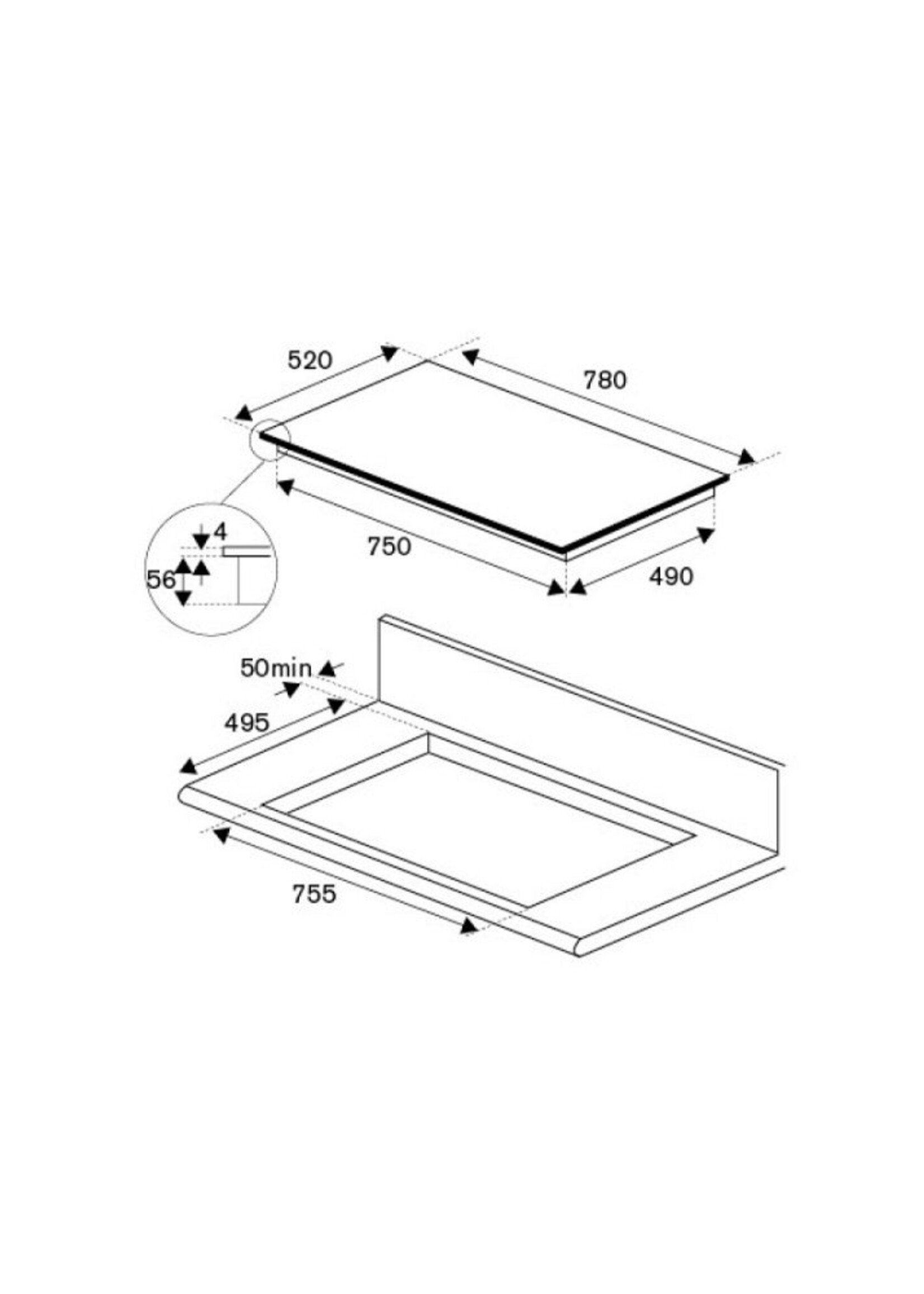Bertazzoni P784I1M30NV Inductie kookplaat 80 cm