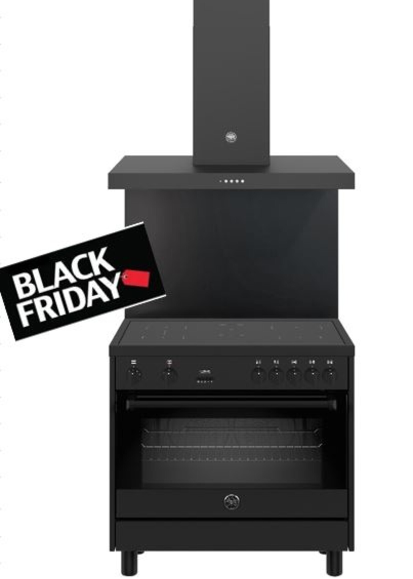 Bertazzoni Combi set Fornuis, achterwand en afzuigkap
