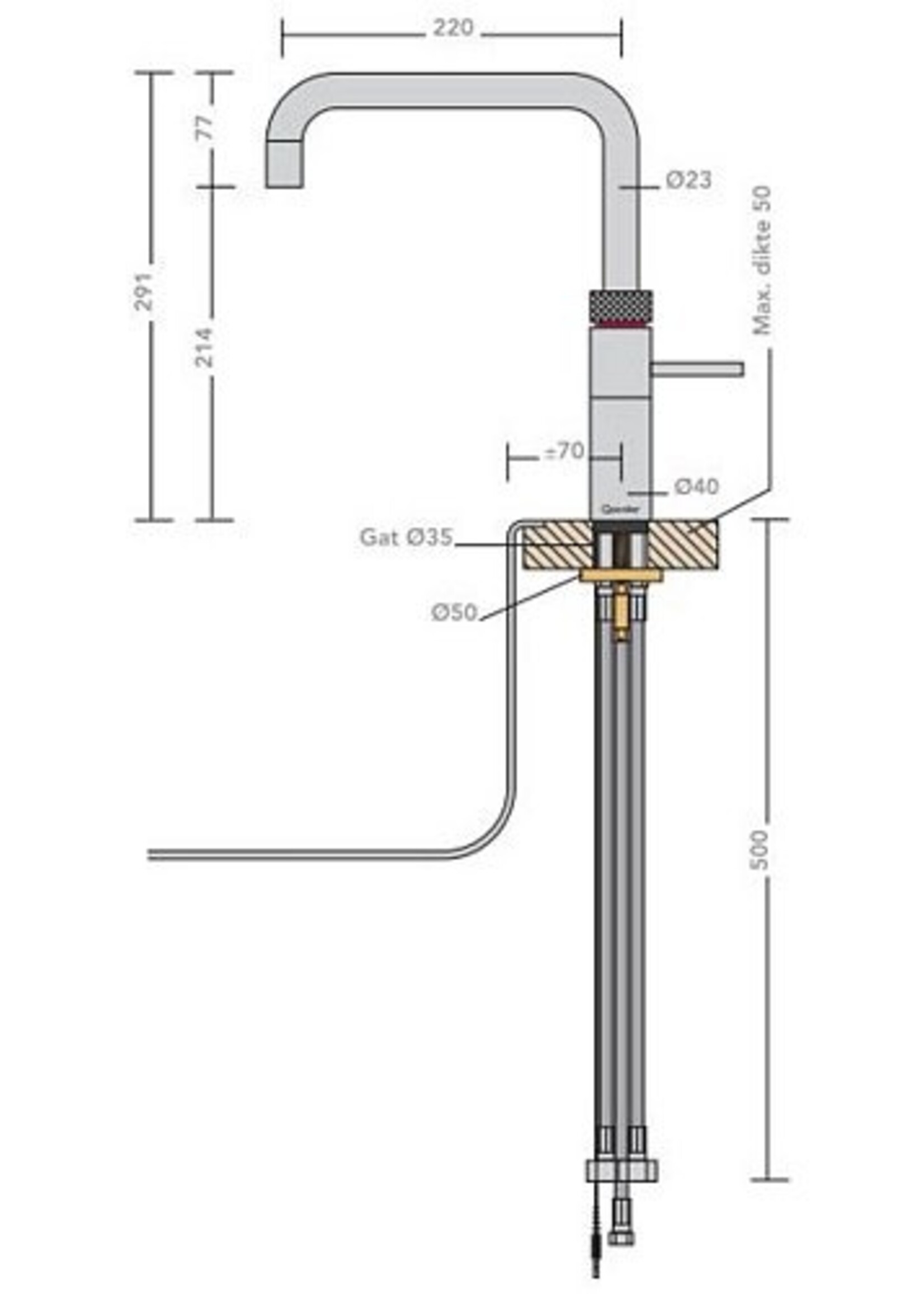 Quooker 22+FSBLK | Inclusief Montage | Fusion Square Zwart