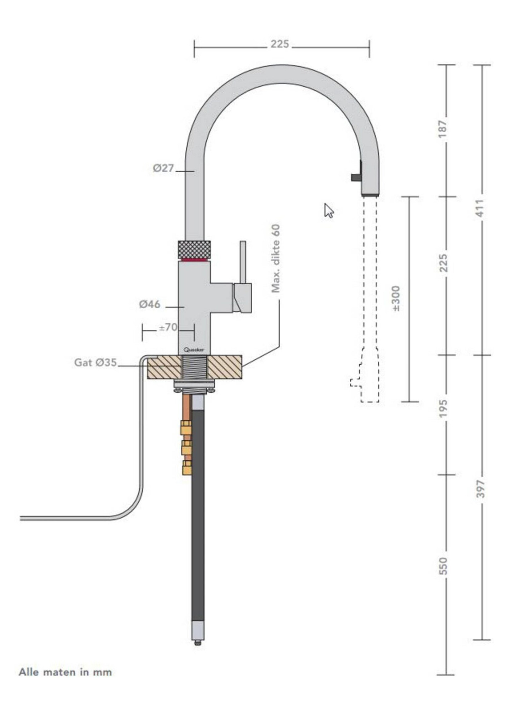 Quooker 22+XCHR | Flex Chroom Combi+