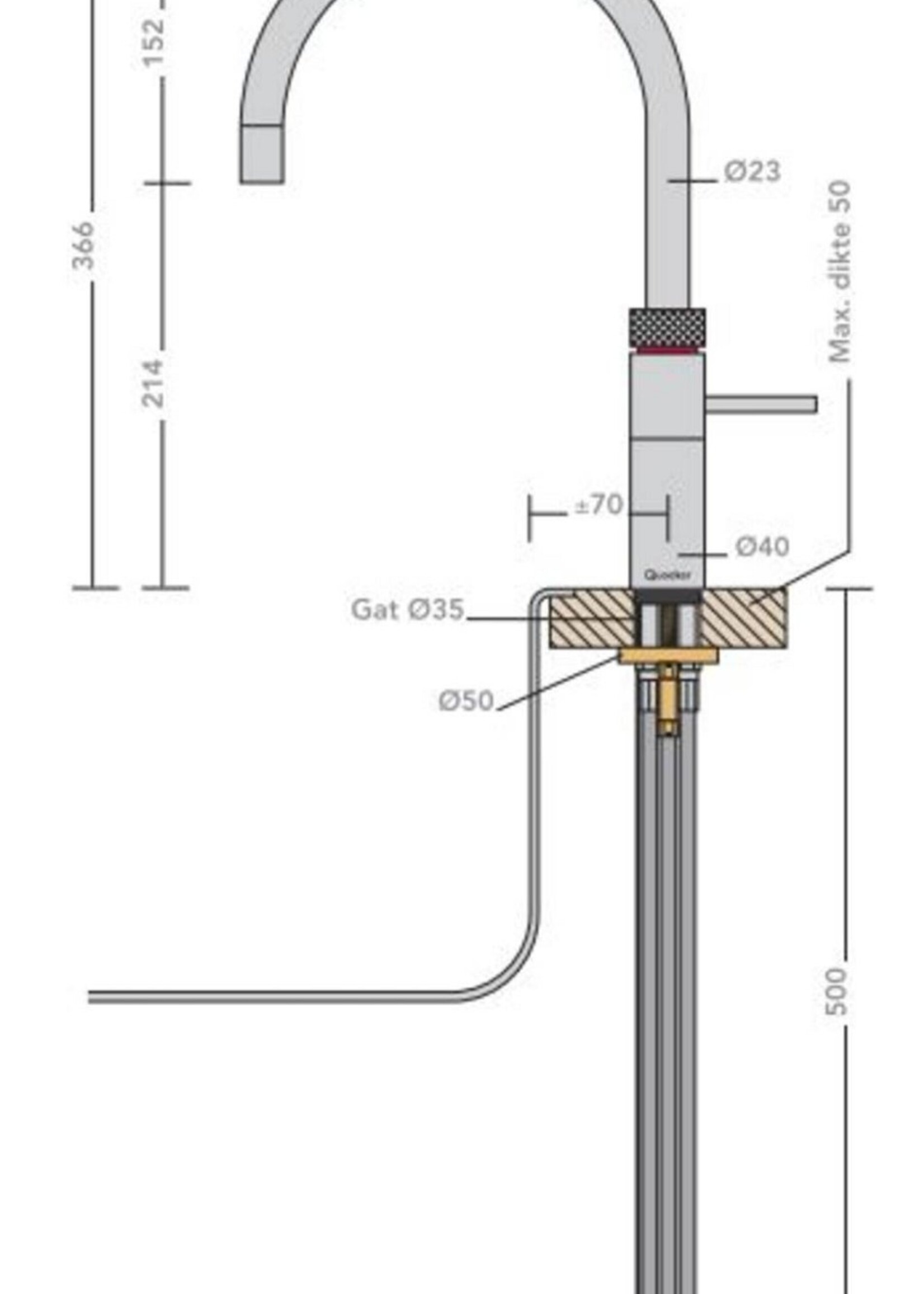 Quooker 3FRRVS CUBE kokend waterkraan | Inclusief Montage