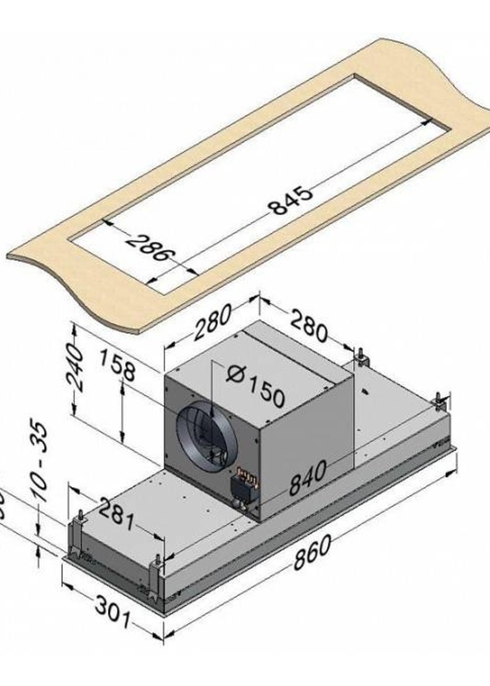Novy inbouw afzuigkap 820