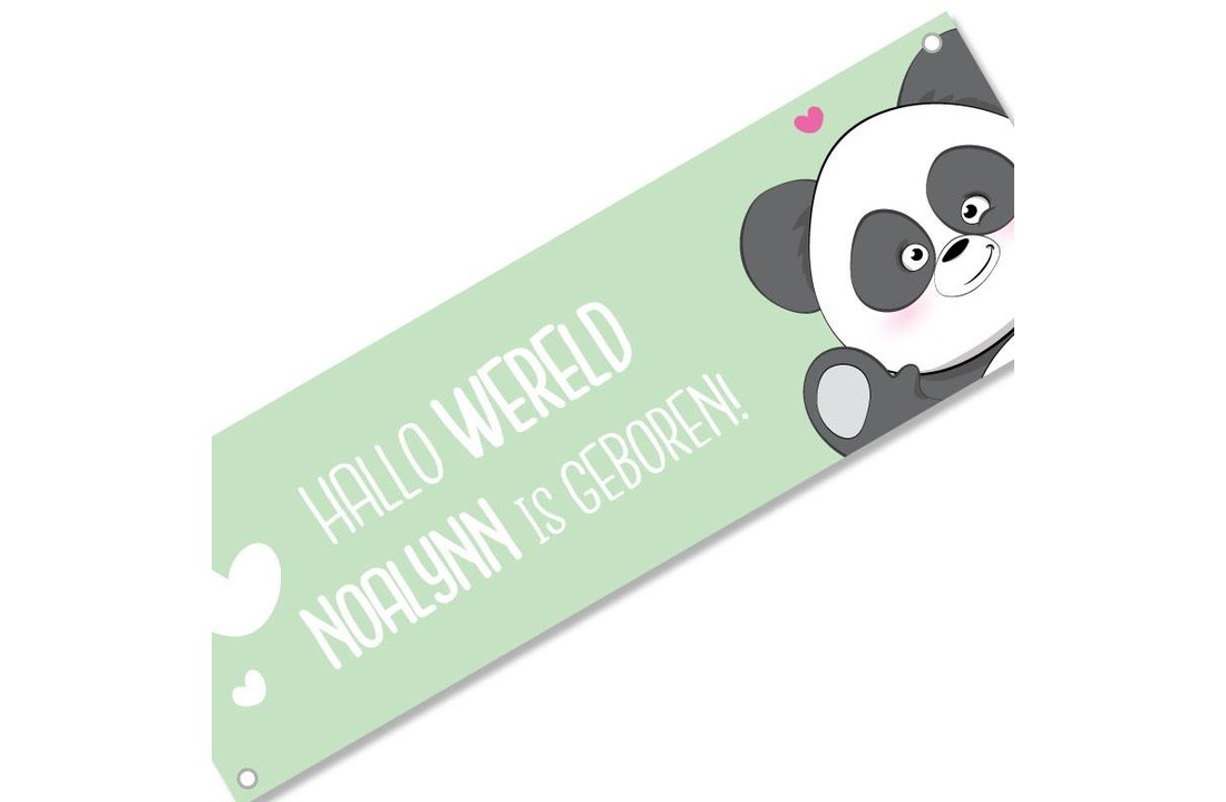 Geboortespandoek lieve panda met naam mint