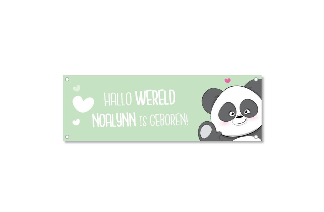 Geboortespandoek lieve panda met naam mint