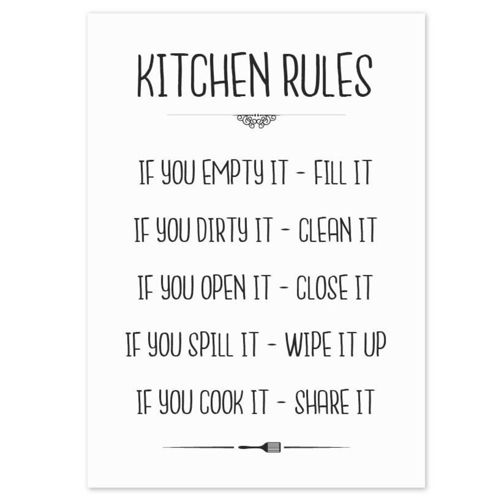 Keuken poster Kitchen Rules wit LS