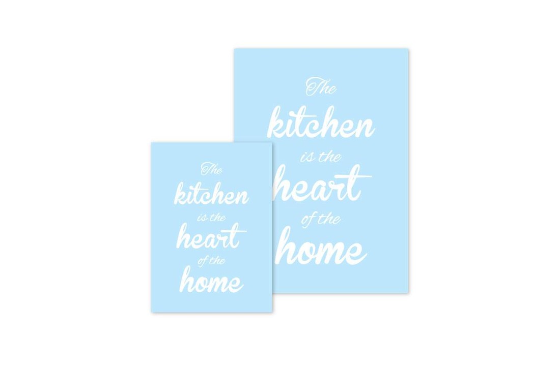 Keuken poster The kitchen is the heart of the home - blauw