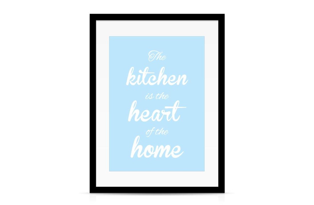 Keuken poster The kitchen is the heart of the home - blauw