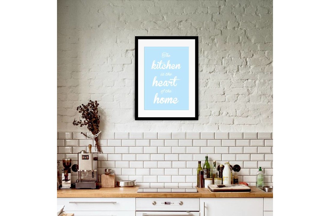 Keuken poster The kitchen is the heart of the home - blauw