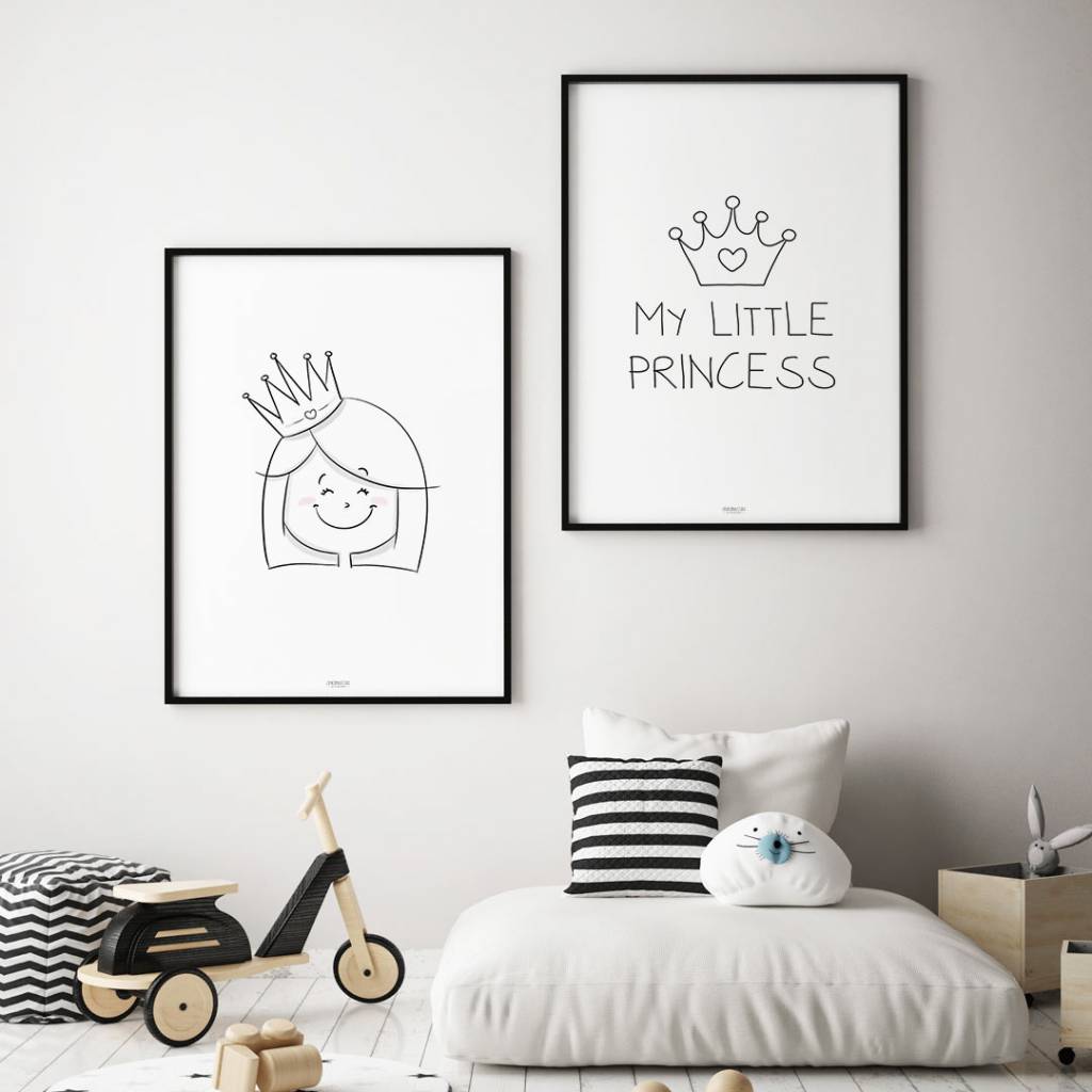 Poster kinderkamer: My Little Princess zwart wit
