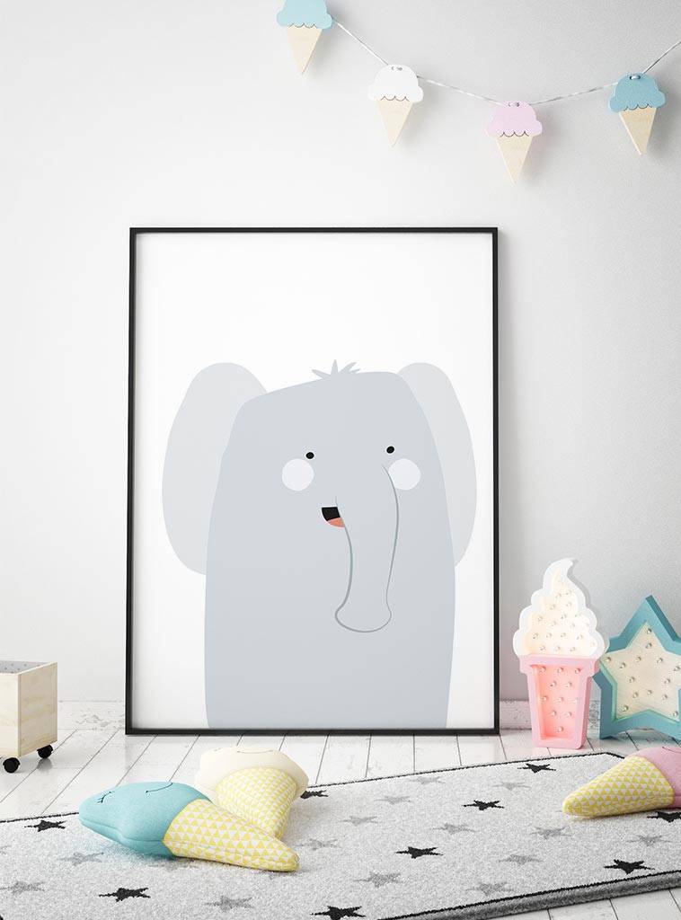 Poster babykamer olifantje