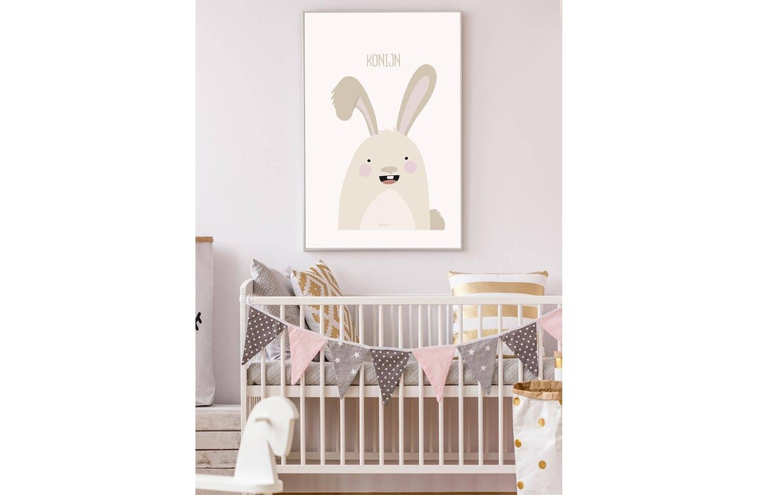 Poster babykamer konijntje met tekst