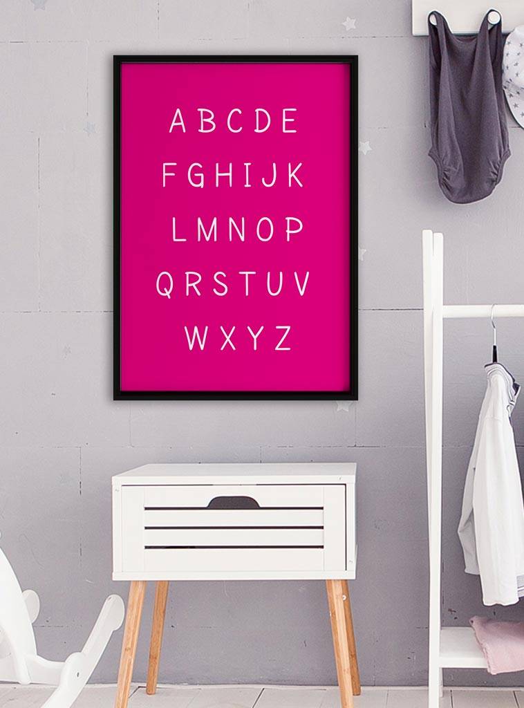 Alfabet poster cartoon - fuchsia