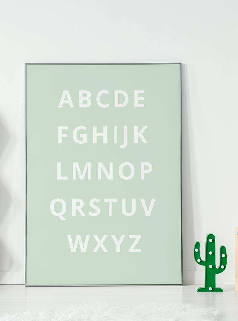 Alfabet poster - mintgroen