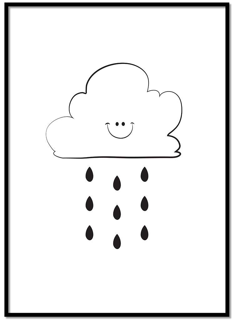Poster kinderkamer: Lief regenwolkje