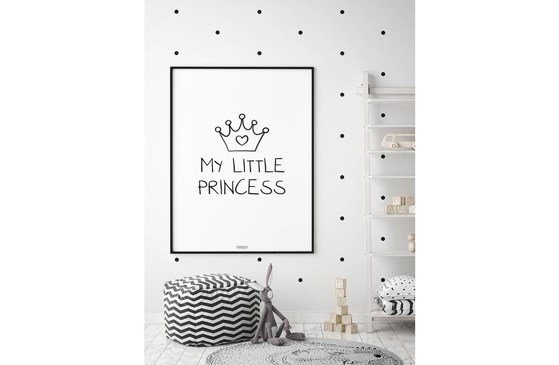 Poster kinderkamer: My Little Princess zwart wit