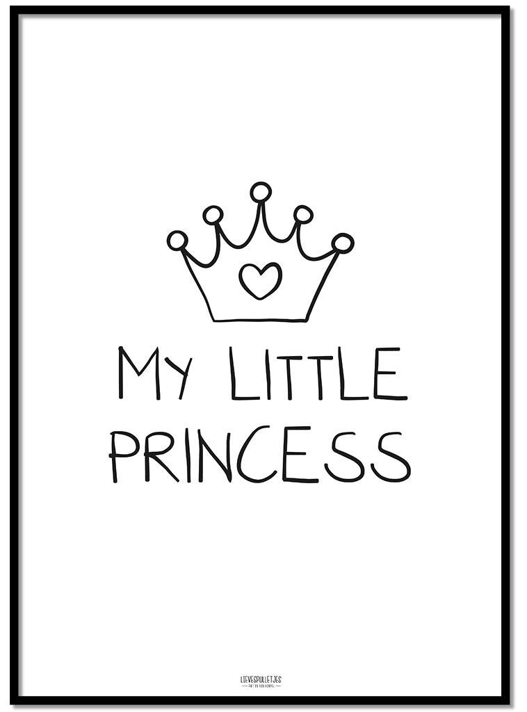 Poster kinderkamer: My Little Princess zwart wit
