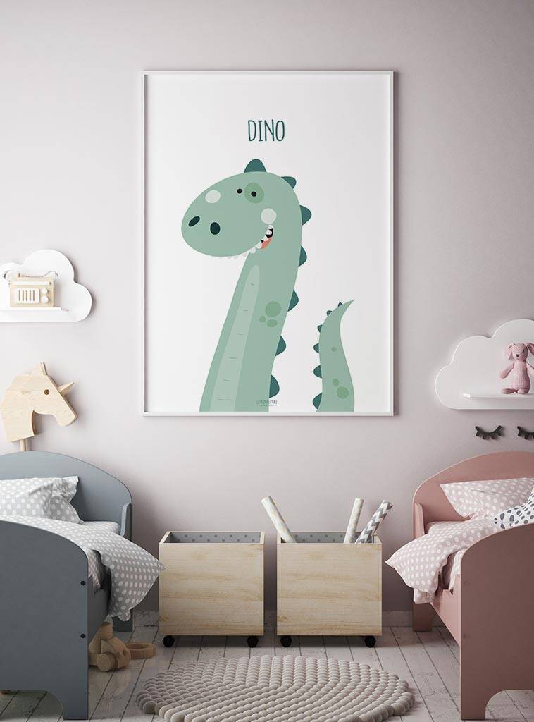 Poster babykamer met een dino