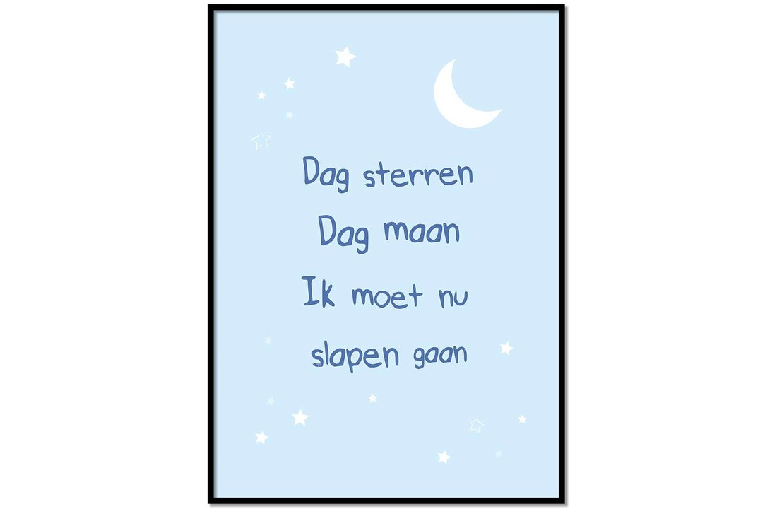 Poster dag sterren dag maan blauw