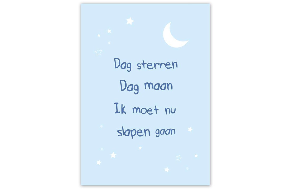 Poster dag sterren dag maan blauw