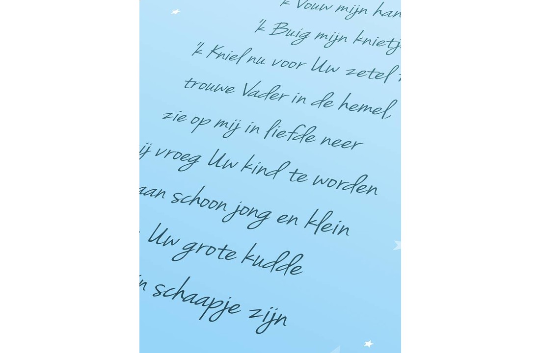 Poster christelijk kindergebed ik vouw mijn handjes blauw