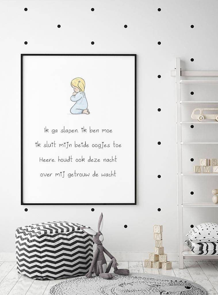 Poster christelijk kindergebed ik ga slapen ik ben moe Lievespulletjes.nl