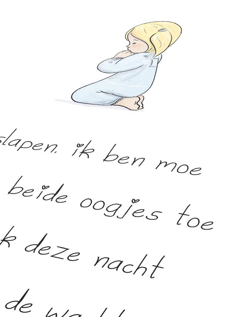 Christelijke poster kinderkamer: Ik ga slapen, ik ben moe (meisje)