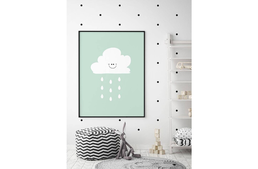 Poster lief regenwolkje groen