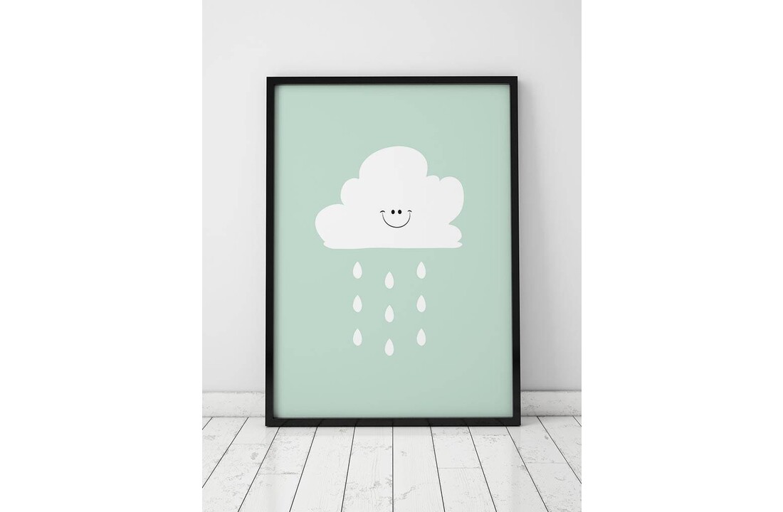 Poster lief regenwolkje groen