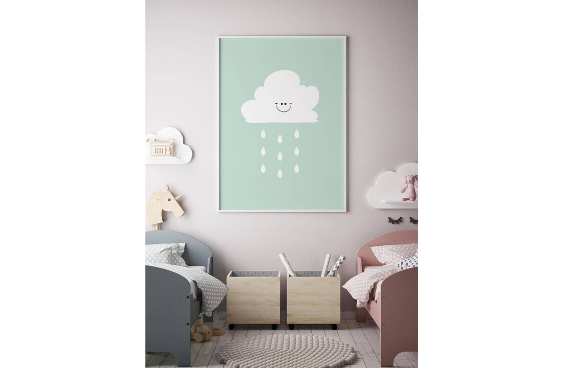 Poster lief regenwolkje groen