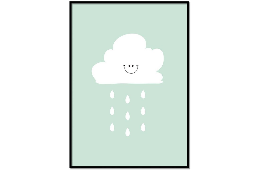 Poster lief regenwolkje groen