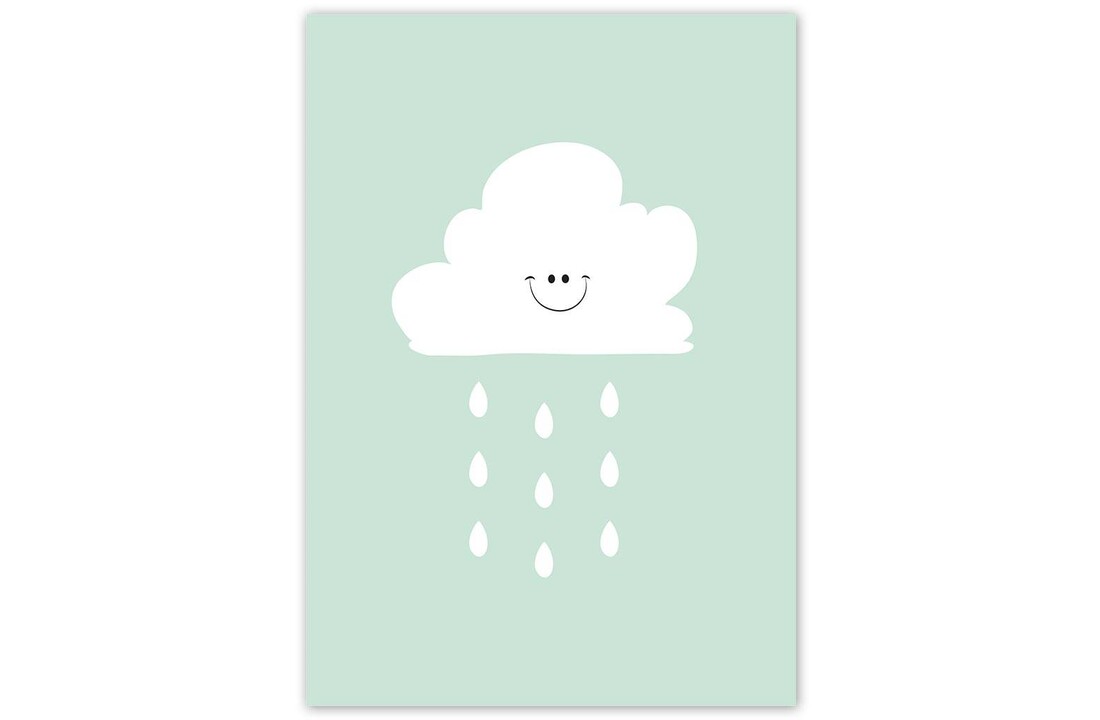 Poster lief regenwolkje groen