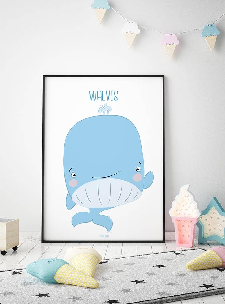 Poster kinderkamer walvis met tekst