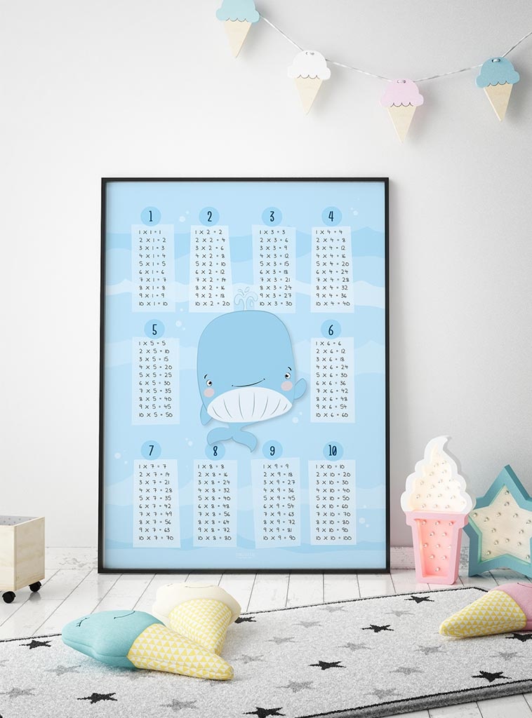 Tafel poster met een lieve walvis