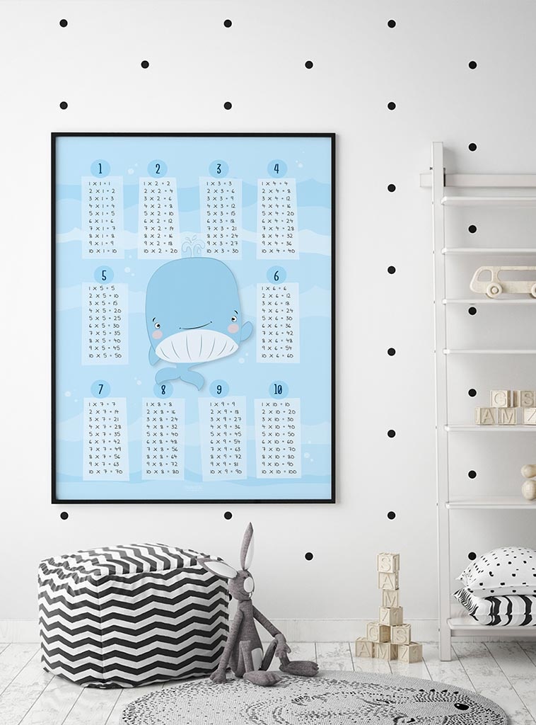 Tafel poster met een lieve walvis