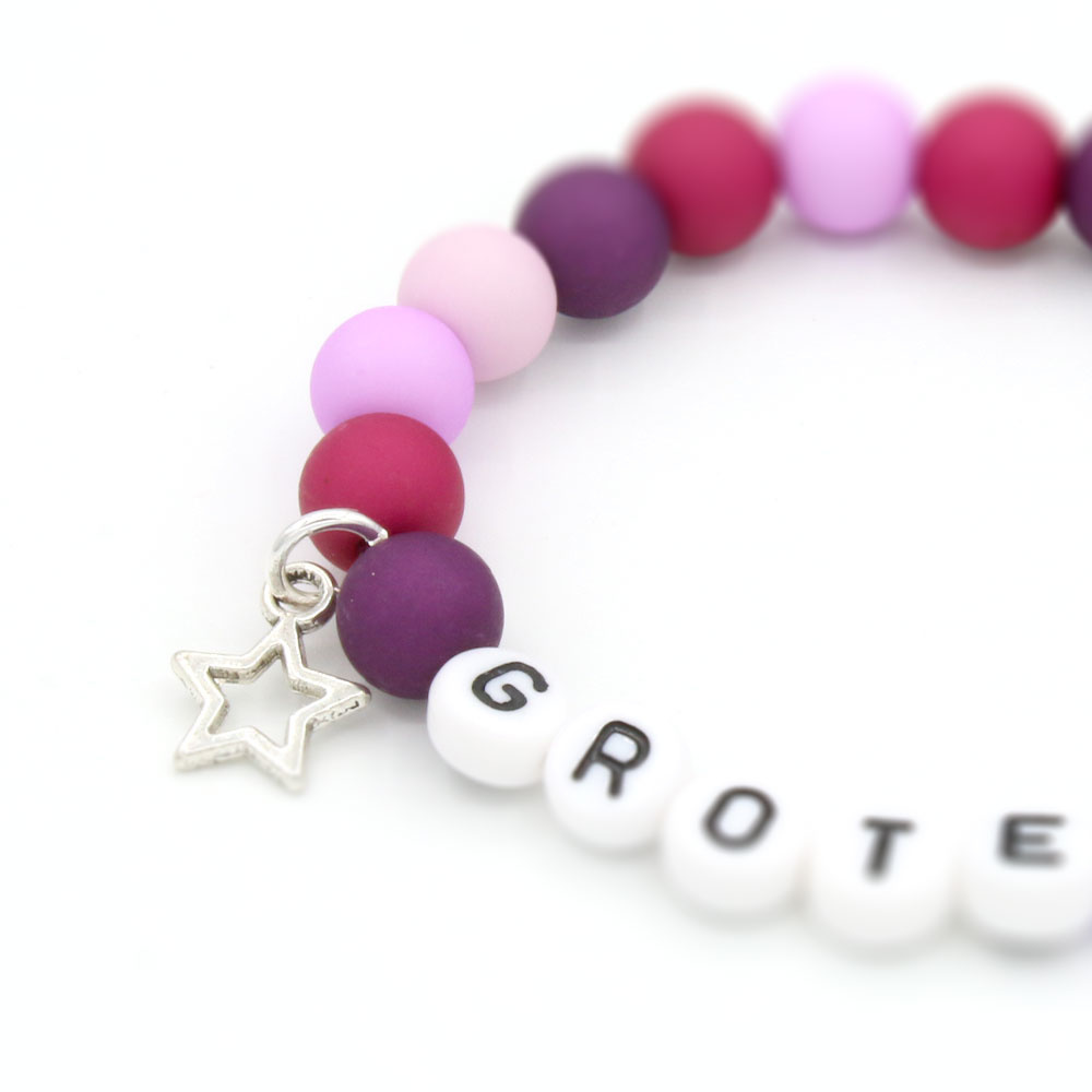 Kralen armband grote zus - Voilet - met naam