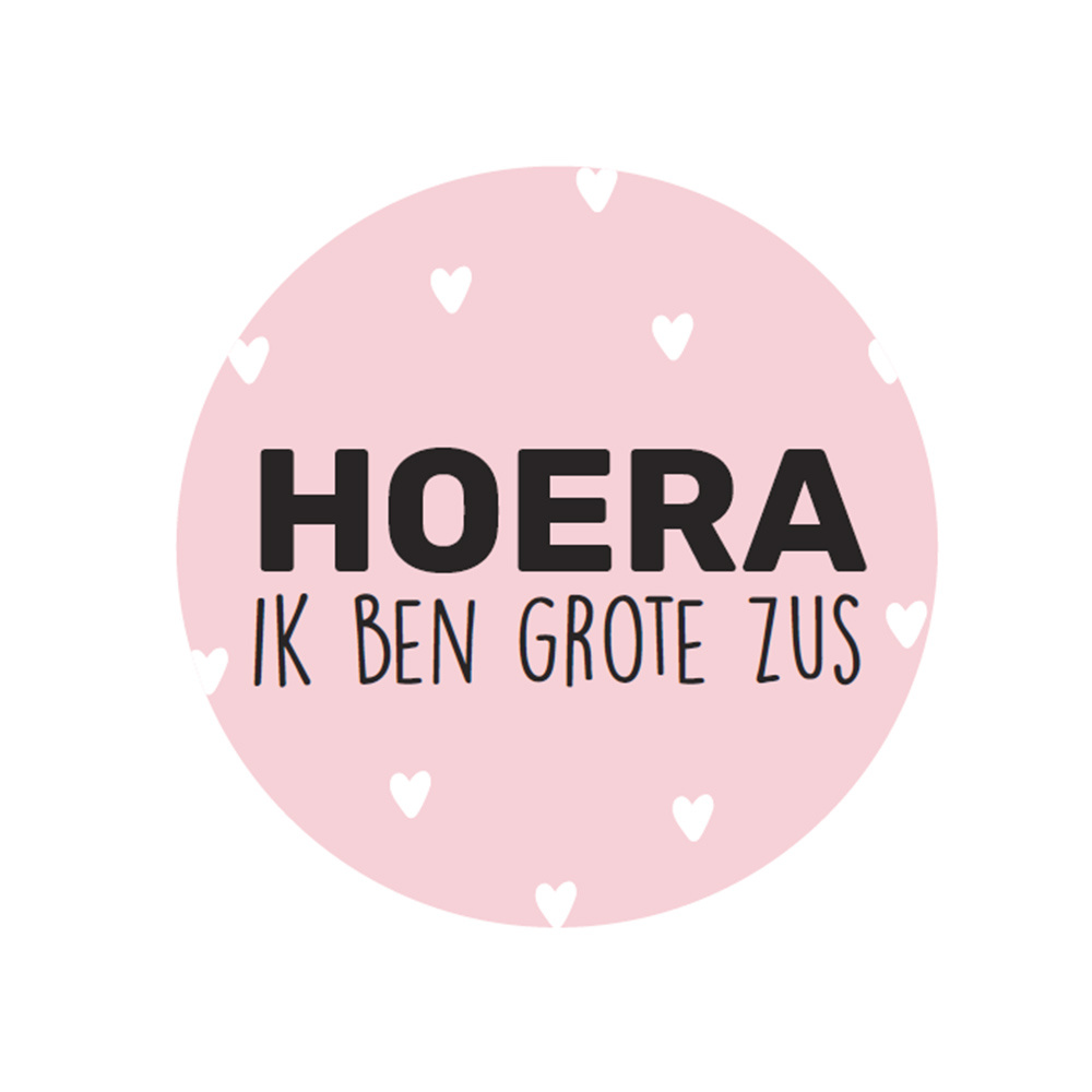 Cadeausticker Hoera ik ben grote zus (set 5 stuks )