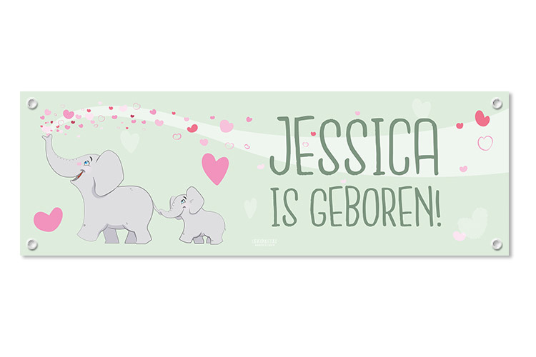 Geboortespandoek met twee lieve olifantjes