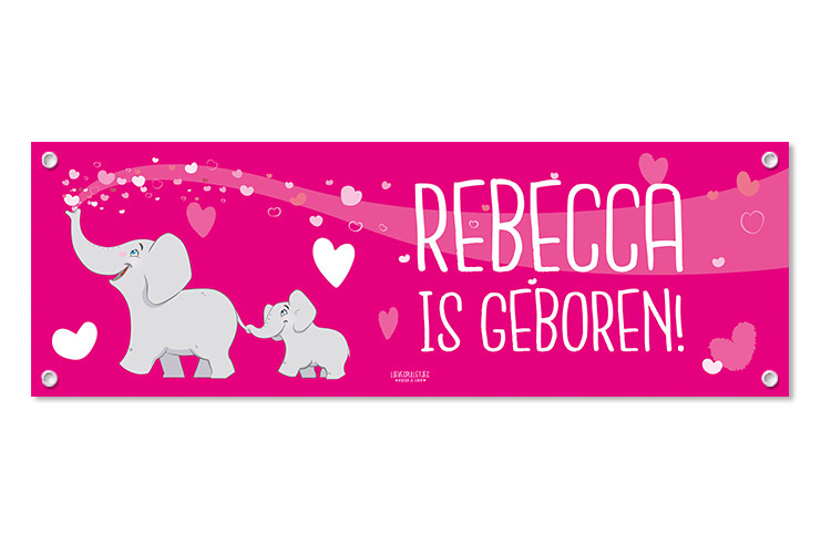 Geboortespandoek met twee lieve olifantjes