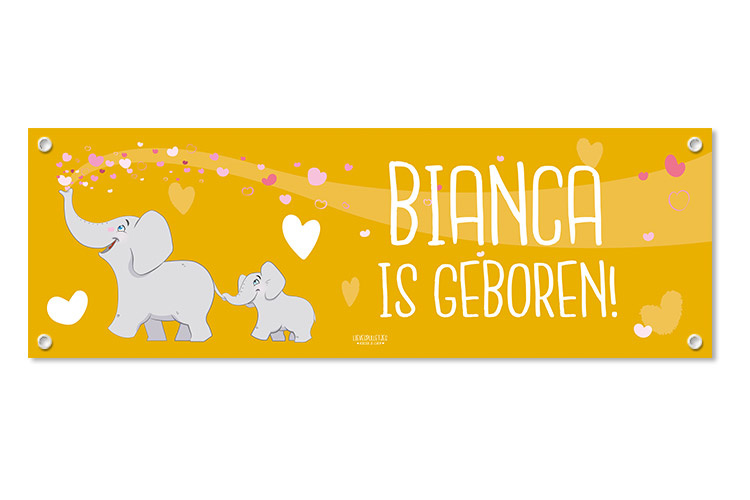Geboortespandoek met twee lieve olifantjes