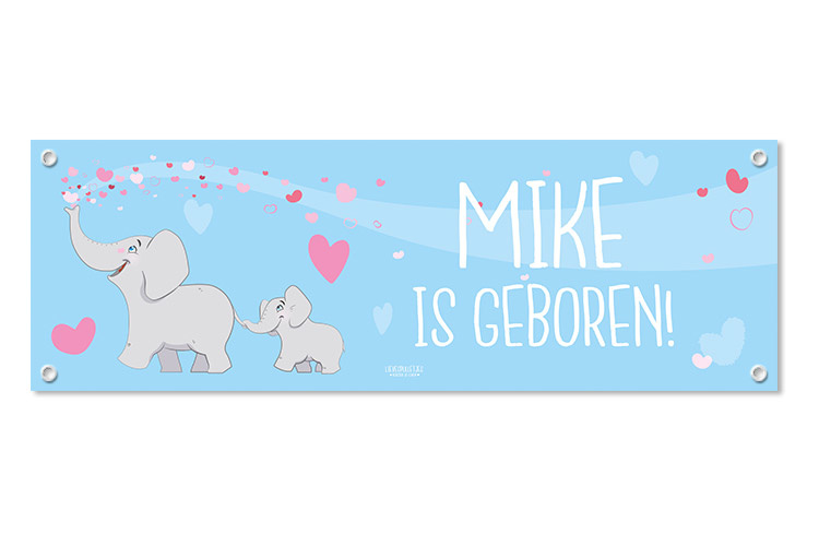 Geboortespandoek met twee lieve olifantjes