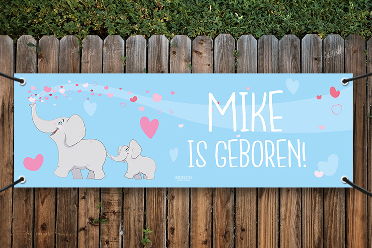 Geboortespandoek met twee lieve olifantjes
